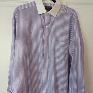 TASSO ELBA Men's Purple and White Long Sleeve Button Down Shirt Large 16.5 34/35
